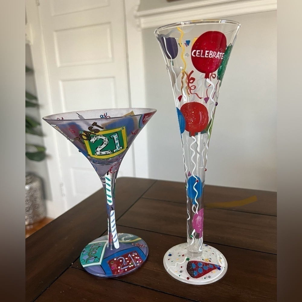 Lolita 21st Birthday Martini Glass and Champagne Flute